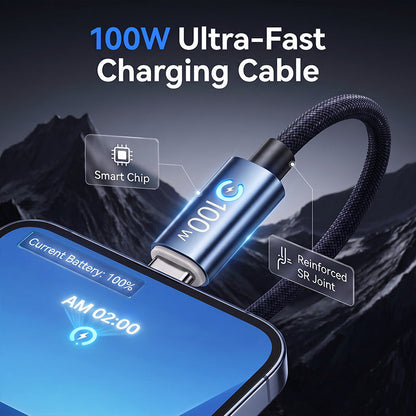 🔌 50% ZNIŻKI TERAZ! ⚡ Kabel szybkiego ładowania Type‑C do Type‑C – 100 W, automatyczne odcięcie zasilania i wzmocniona potrójna struktura – idealny do laptopów, tabletów i smartfonów 🔋