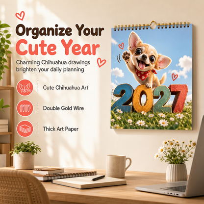 🐶 Cute Chihuahua 12 Month Wall Calendar 2027 | Adorable Puppy Illustrations | Cute Monthly Planner to Brighten Your Space 🗓️💕
