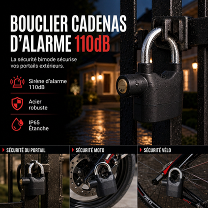 🔒🚨 Zamek antywłamaniowy z alarmem 110 dB ze stopu aluminium – wykrywanie wibracji, długie lub krótkie ramię i baterie w zestawie ✨
