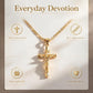✝️ 50% ZNIŻKI! ✨ Uniwersalny naszyjnik z krzyżem i portretem – pozłacany 18K, rzeźbiony relief, cyrkonie AAA+, hipoalergiczny. 4 style łańcuszka do wyboru 💎