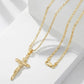✝️ 50% ZNIŻKI! ✨ Uniwersalny naszyjnik z krzyżem i portretem – pozłacany 18K, rzeźbiony relief, cyrkonie AAA+, hipoalergiczny. 4 style łańcuszka do wyboru 💎