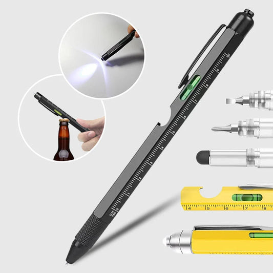 ✒️ TERAZ 50% ZNIŻKI! Długopis 9‑w‑1 – wielofunkcyjny długopis‑wkrętak, przenośny multitool z poziomnicą i linijką do biura, projektów DIY i codziennego użytku ✨