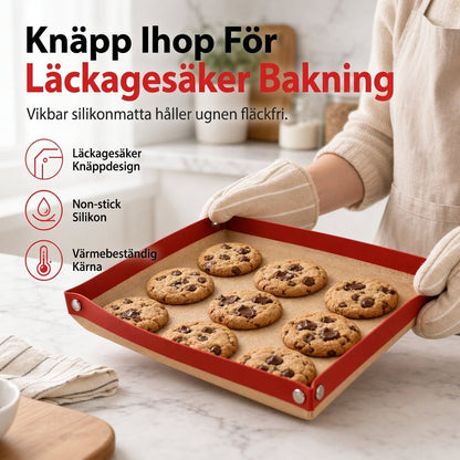 🧁 50% ZNIŻKI TERAZ! 🍪 Nieprzywierająca silikonowa mata do pieczenia z narożnikiem snap – żaroodporne włókno szklane, szczelna forma i łatwe czyszczenie – idealna do makaroników, wypieków i zabrudzonych piekarników ✨